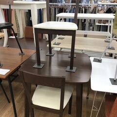 ★ジモティ割あり★  ２人掛けダイニングセット ブラウン H72×W80×D80 クリーニング済み KJ6579