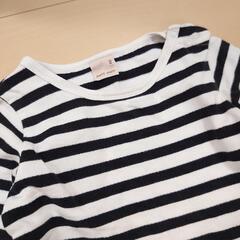 【90cm】子供 ベビー服 ボーダー 長袖 女の子 ワンピース チュニック 白黒の画像