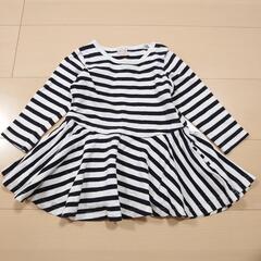 【90cm】子供 ベビー服 ボーダー 長袖 女の子 ワンピース ...