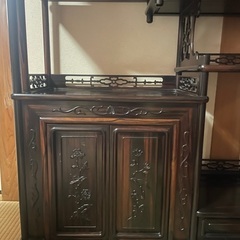 お取引き中 黒檀 飾り棚 茶箪笥 タンス 飾り棚 違い棚 収納 彫刻 伝統