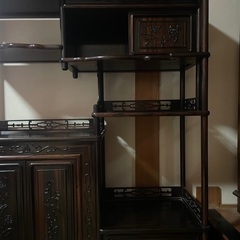 お取引き中 黒檀 飾り棚 茶箪笥 タンス 飾り棚 違い棚 収納 彫刻 伝統