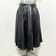 PINKO ピンコ エコレザーフレアスカート ひざ丈 レース 黒...