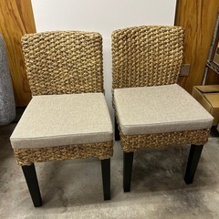 【済】アジアン家具 ダイニングチェア 2脚セット