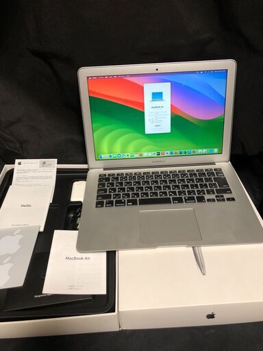 「MacBook Air 13インチ Early 2014　MD760J/B」Core i5搭載 /メモリー4GB / SSD-128GB / MacOS(Sonoma)とOffice2019 / Bootcamp側はWin11 とOffice Pro Plus / Webカメラ / Bluetooth / 無線LAN / 箱付