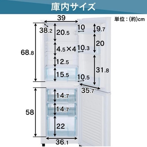 11/5までに取りに来てくださる方！アイリスオーヤマ 冷蔵庫 162L 家庭用 幅47.4cm 冷凍室 62L 右開き スリム ホワイ