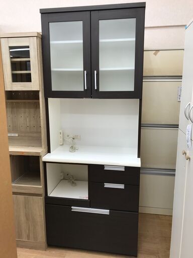 ★ジモティ割あり★  食器棚 ブラウン H201×W80×D42 クリーニング済み KJ6588
