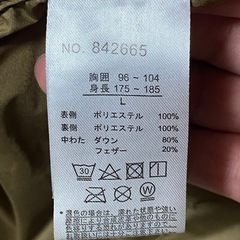 羽毛ダウンジャケット　Lサイズの画像