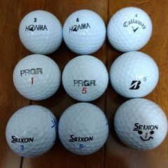 中古ゴルフボール SRIXON、ホンマ、PRGRなど計9球