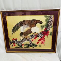 【✨現品限り✨】鷲 刺繍絵 アンティーク額装 和風