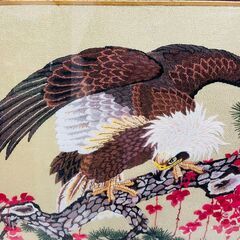 【✨現品限り✨】鷲 刺繍絵 アンティーク額装 和風の画像