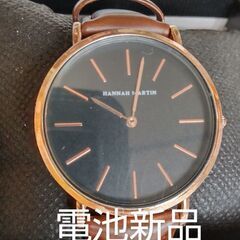 Hannahmartin 36mm ローズゴールド　ブラウン革ベ...
