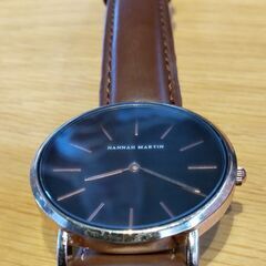 Hannahmartin 36mm ローズゴールド　ブラウン革ベルト　電池新品10月19日交換済みの画像