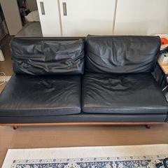 ニトリ　本革　ソファ　中古　2P ブラック　黒