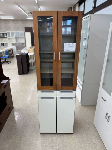 ★ジモティ割あり★  食器棚 茶色 H195×D46.5×W58 クリーニング済み TJ9309