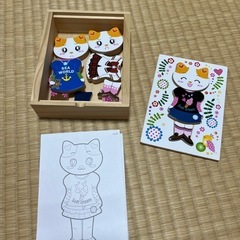 知育玩具　型はめパズル　猫　ネコ　積み木の画像