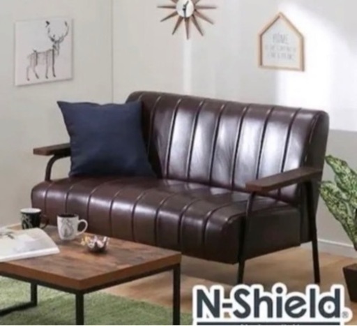 2人掛けソファ ブラウン ウッド