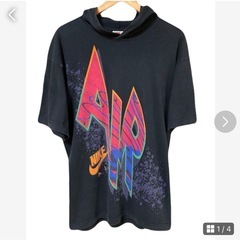 90s NIKE AIR フード付き Tシャツ Lサイズ 黒