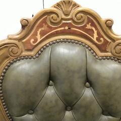 イタリアン　ダイニングチェア　サルタレッリ系　グリーン　革張の画像