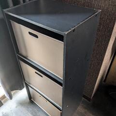 3段カラーボックス(収納ボックス付き)