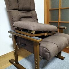 北津守　ニトリ　オットマン付きリクライニング一人用ソファ　茶