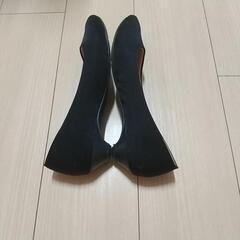 靴　パンプス　24cm　黒　ヒール　仕事出張用の画像