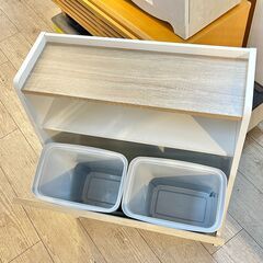2分別 ペールカウンター 家具調ごみ箱 ゴミ箱 ダストボックス 横幅63cm ★買取帝国 志木店の画像