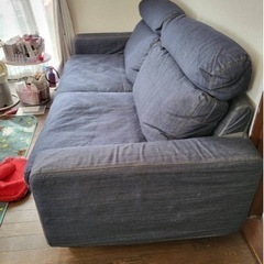 【広島市内引取】無印良品　タモ材ソファ　2シーター タモ材ソファ・2シーター・綿平織／ダークブラウン | 無印良品