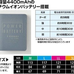 ファン取付可能ウェア　バッテリー付き　ジャケット　空調服　KAM30-M 長袖の画像
