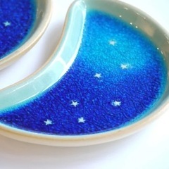 完売入手困難品!やちむん⭐︎青の煌めき☆きら星工房三日月皿☆秋元ナナ