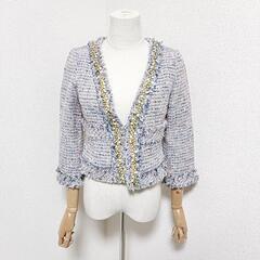 グレースコンチネンタル 美品 ツイードノーカラージャケット ブレ...