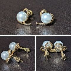 ゴールドハートパールピアス（新品）の画像