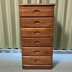 【美品】電話台 木製 6段引き出し収納
