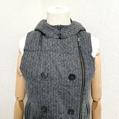 セオリー ダウンベスト フーディ ジップアップ 毛麻混 ダウンフェザー グレー S レディースの画像