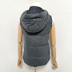 セオリー ダウンベスト フーディ ジップアップ 毛麻混 ダウンフェザー グレー S レディースの画像