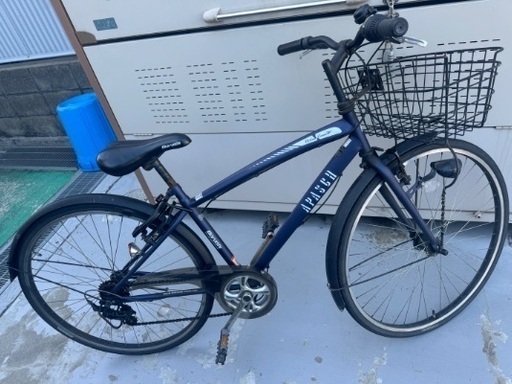 自転車 ママチャリ 青 丸石26インチ