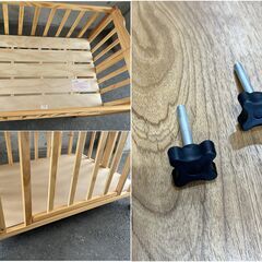 売切りセール！美品 定価35,000円 らくちん 大和屋 / パタン 折りたたみ式 ミニベビーベッド 幅95cm 奥行67cm 布団付き の画像