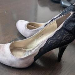レース　リボン　パンプス