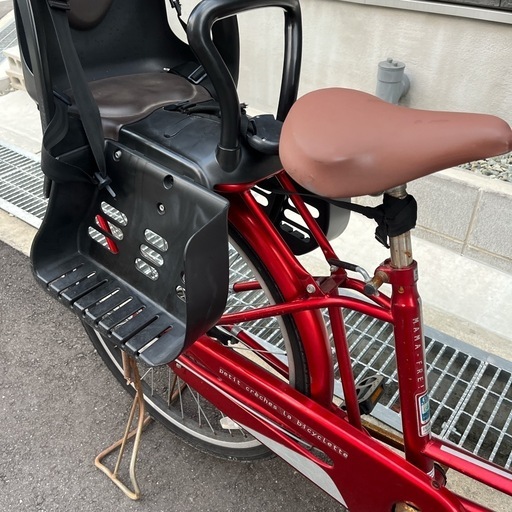 ママチャリ　前後チャイルドシート付　傘専用サスベェ付
