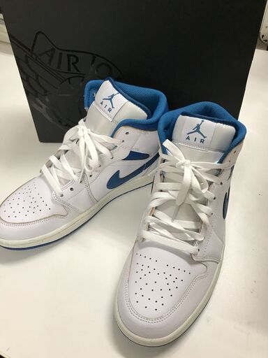 美品！  NIKE AIR JORDAN 1 MID ナイキ エアジョーダン1 ミッド スニーカー メンズ ホワイト 白 FN5215-141 堺市 石津 ジャングルジャングル石津