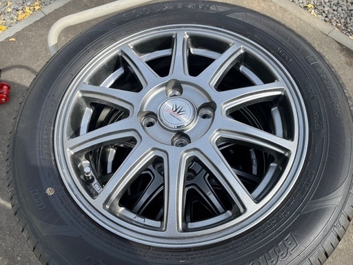 Loxarny sport 15インチ 4H 100 5.5J +50 アルミホイール + GOODYEAR 185/60R15 2023年製 走行1期のみ ガリ無し バリ溝 中古美品！ ①