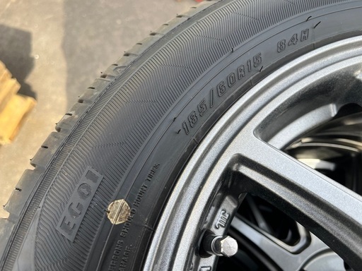 Loxarny sport 15インチ 4H 100 5.5J +50 アルミホイール + GOODYEAR 185/60R15 2023年製 走行1期のみ ガリ無し バリ溝 中古美品！ ①