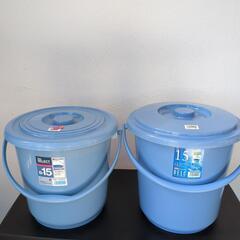  バケツ 本体フタ付きブルー15L