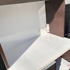 苫小牧発 nitori/ニトリ キッチンボード 食器棚 レンジボード ブラウン×ホワイト usedの画像