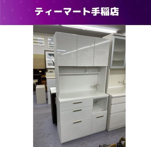 ニトリ ソレル キッチンボード 幅100×奥行43×高さ191㎝ ホワイト エナメル 食器棚 キッチンボード NITORI SORREL 札幌市手稲区