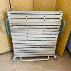 【引取】ニトリ　シングル折りたたみ桐すのこパイプベッド の画像