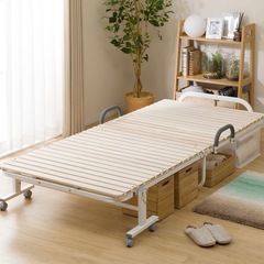 【引取】ニトリ　シングル折りたたみ桐すのこパイプベッド 