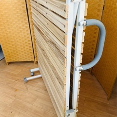 【引取】ニトリ　シングル折りたたみ桐すのこパイプベッド の画像