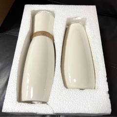 MoonLa ホワイトセラミック花瓶 フラワー花瓶 ホームデコレーション セットの画像