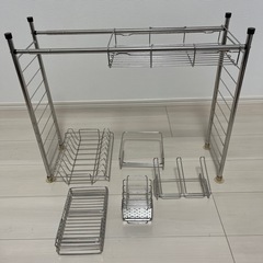 ニトリ　伸縮シンク上ラック　SUS 6点セットの画像