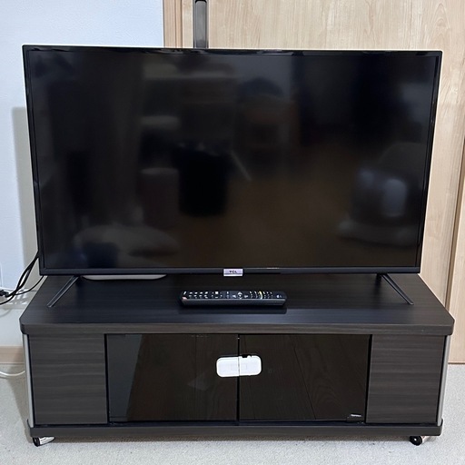 【テレビ台/美品/お値段以上】朝日木材テレビ台/ブラウン/キャスター付き